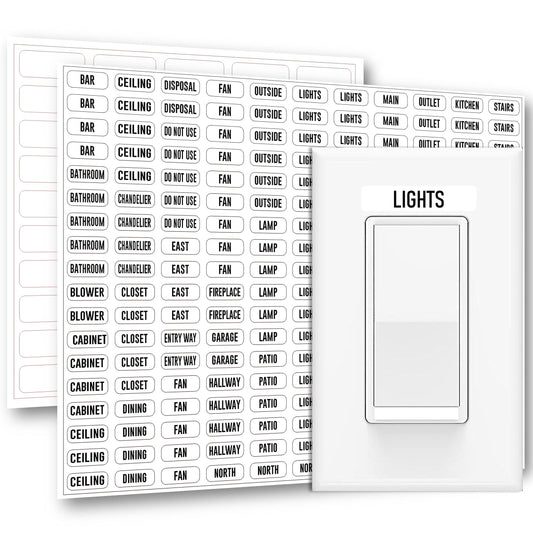 Premium Light Switch Label Sticker Clear Transparent with Text. for Home, Kitchen, Bathroom, Office School Use. 248 Clear Labels (Includes Blank Labels) Standard Pack