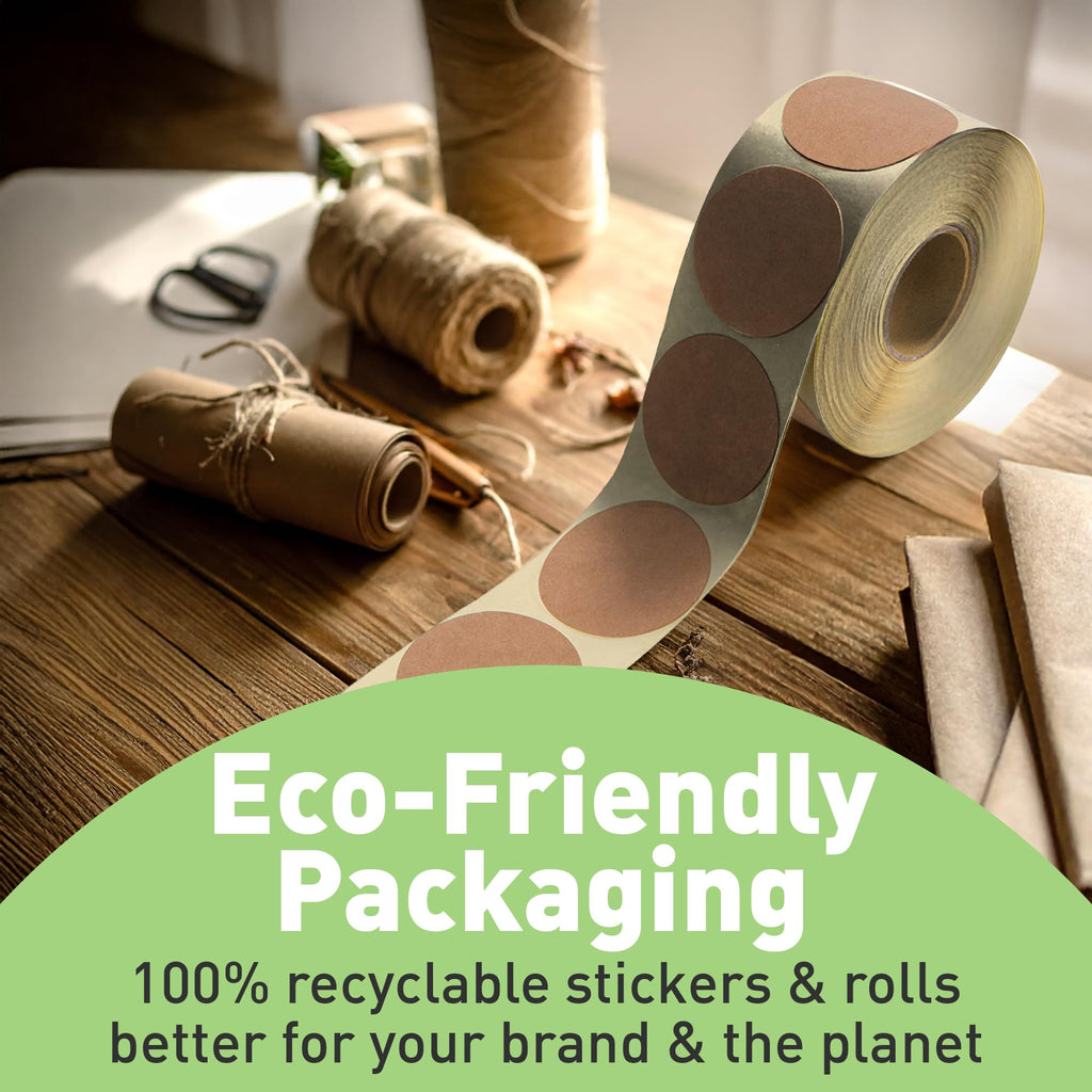 Camp Galaxy 1 Inch Natural Brown Kraft Stickers, 1000 Total