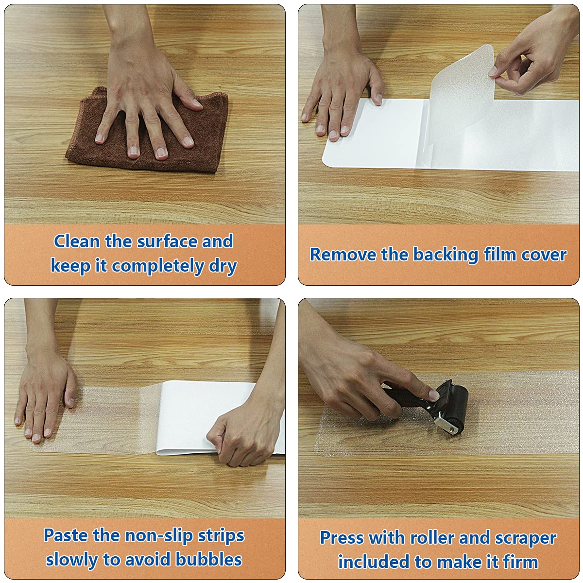 Butizone Stair Treads Non Slip 6" x 30", 5-Pack Pre-Cut Clear Anti Slip Strips for Wooden Steps Indoor, Transparent and Waterproof Grip Tape, Safety for Elderly, Children, and Dogs 6" X 30"