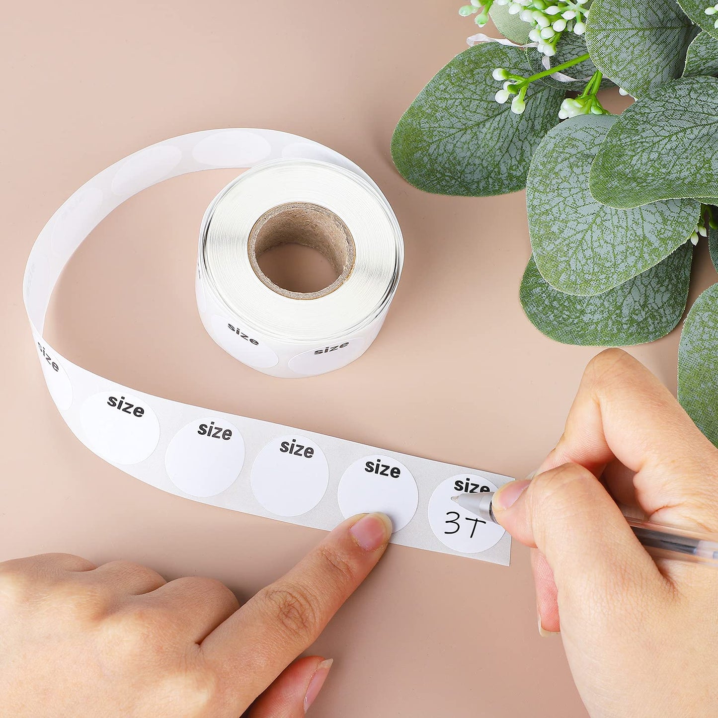 Elcoho 4000 Pieces Round Color Size Sticker Labels Self-Adhesive Clothing Size Stickers 8 Rolls 7 Sizes and One Roll Blank Size for Clothing