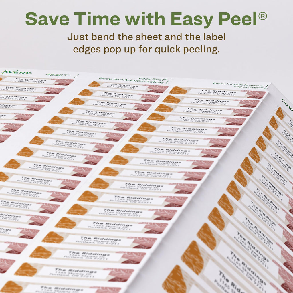 Avery® EcoFriendly Recycled Return Address Labels, 1/2" x 1-3/4", White, Permanent Label Adhesive, 8,000 Printable Labels (48467) 8,000 labels 1/2" x 1-3/4"
