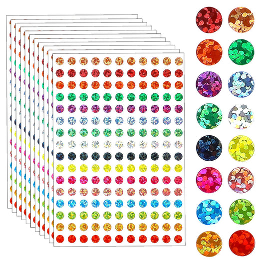 1/4" Laser Color Coding Labels 20 Sheets Shinny Round Dot Stickers Circle Dot Labels 16 Colors Colorful Coding Label Sticker for Office and Student 3520