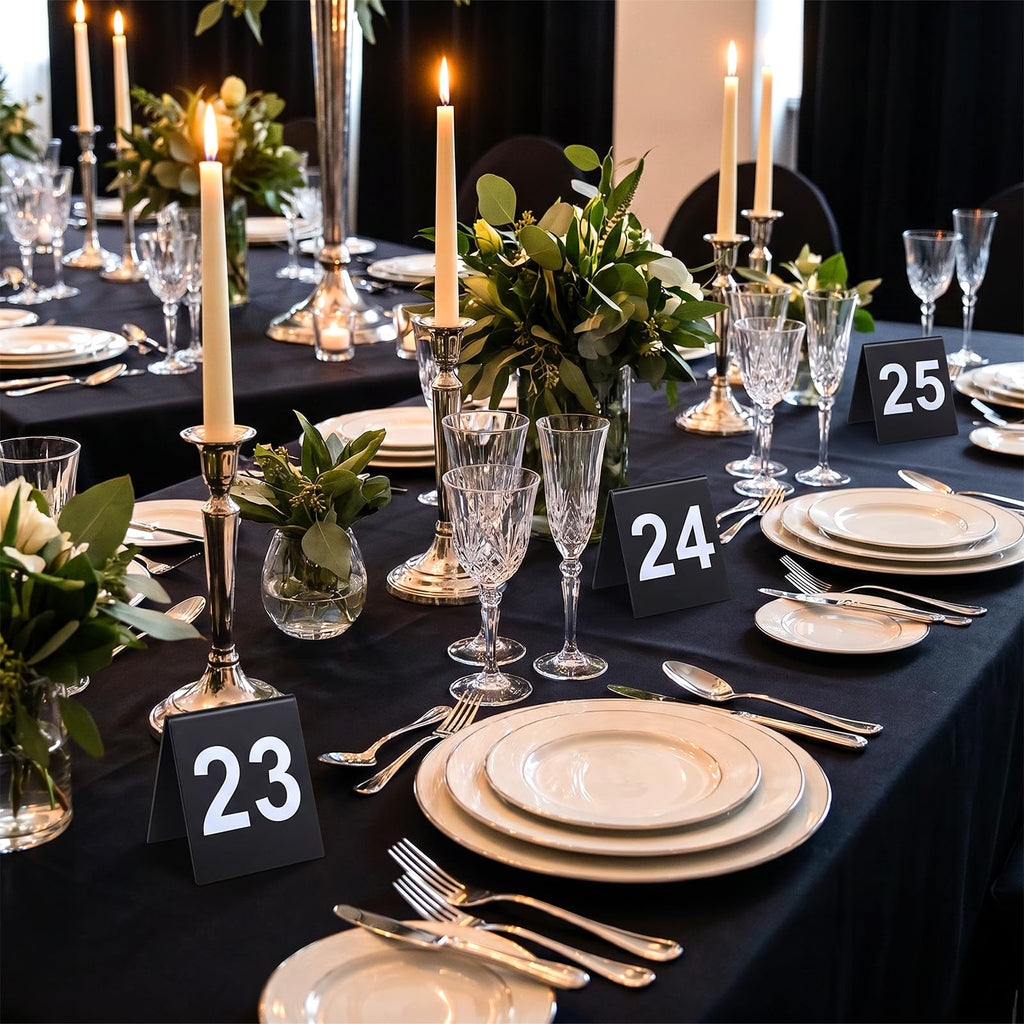 Double Sided Table Number 1-50 for Restaurant, Wedding Party Food Service Black