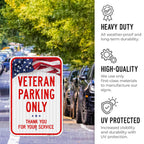 Veterans Parking Only Thank You for Your Service Sign, Aluminum 12x18 Reflective