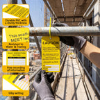 25 Pack Scaffold Status Tags with Cable Ties Yellow Caution Inspection