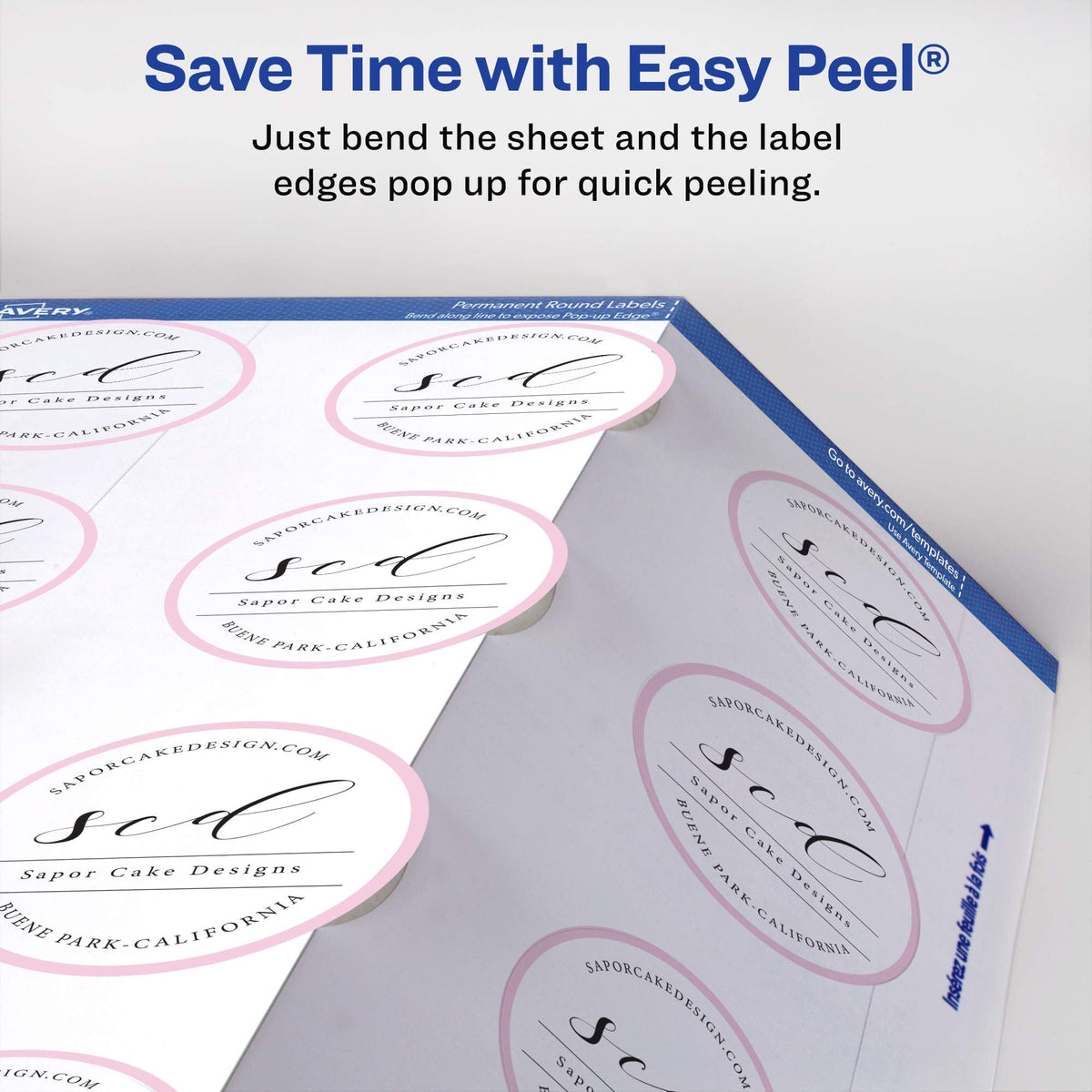 Avery Printable Round Labels with Sure Feed, 2.5" Diameter, Glossy White, 450 Customizable Labels (22830) 450 labels 2.5"