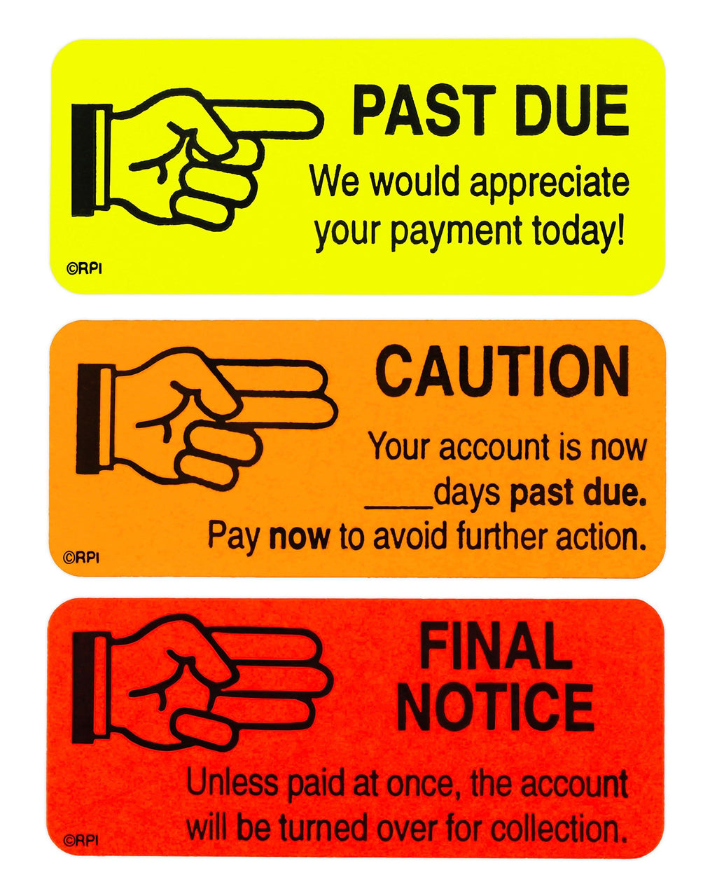 ChromaLabel 1" x 2.25" 3 Assorted Account Receivable Labels, 250/Box 1" x 2.25" Collections Kit