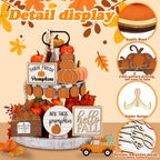 Maitys 14 Pcs Fall Tiered Tray Decoration Set Autumn Decor,Warm Style Warm Style