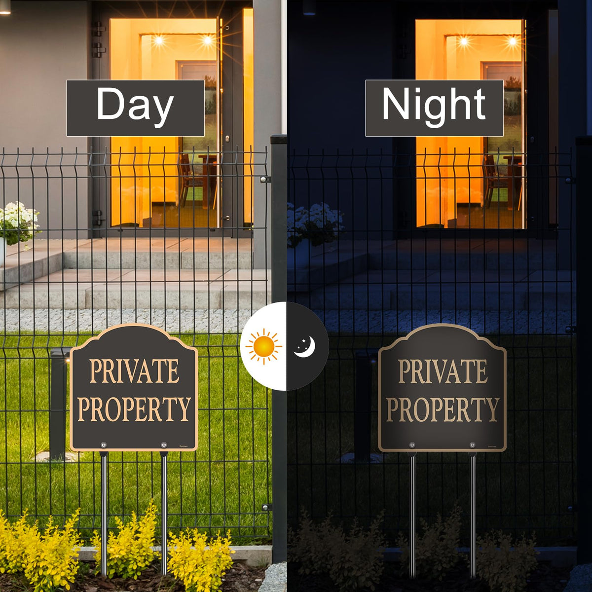 2 Pack Large Private Property Signs with Stake 12x12 inches