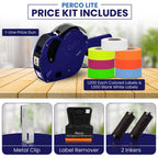 Perco Price Gun 1-Line Kit with 6 Multicolored Rolls, Clip & Ink Rollers