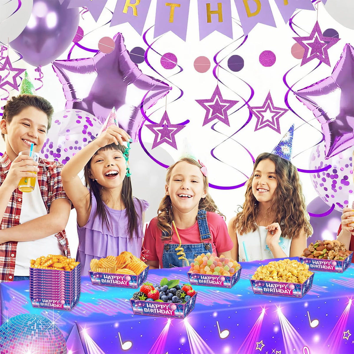 24 Pcs Disposable Paper Snack Trays for Kpop Theme Party Decor