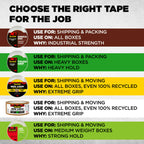 Scotch Commercial Grade Shipping Packaging Tape, 1.88" x 54.6 yd, Designed for Packing, Shipping and Mailing, Guaranteed to Stay Sealed, 3" Core, Clear, 4 Rolls (3750-4RD)
