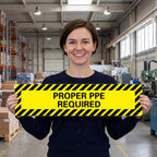 Mifoci 1 Pack Proper Ppe Required Floor Sign Stickers, 6" x 24" Proper Ppe Reouired