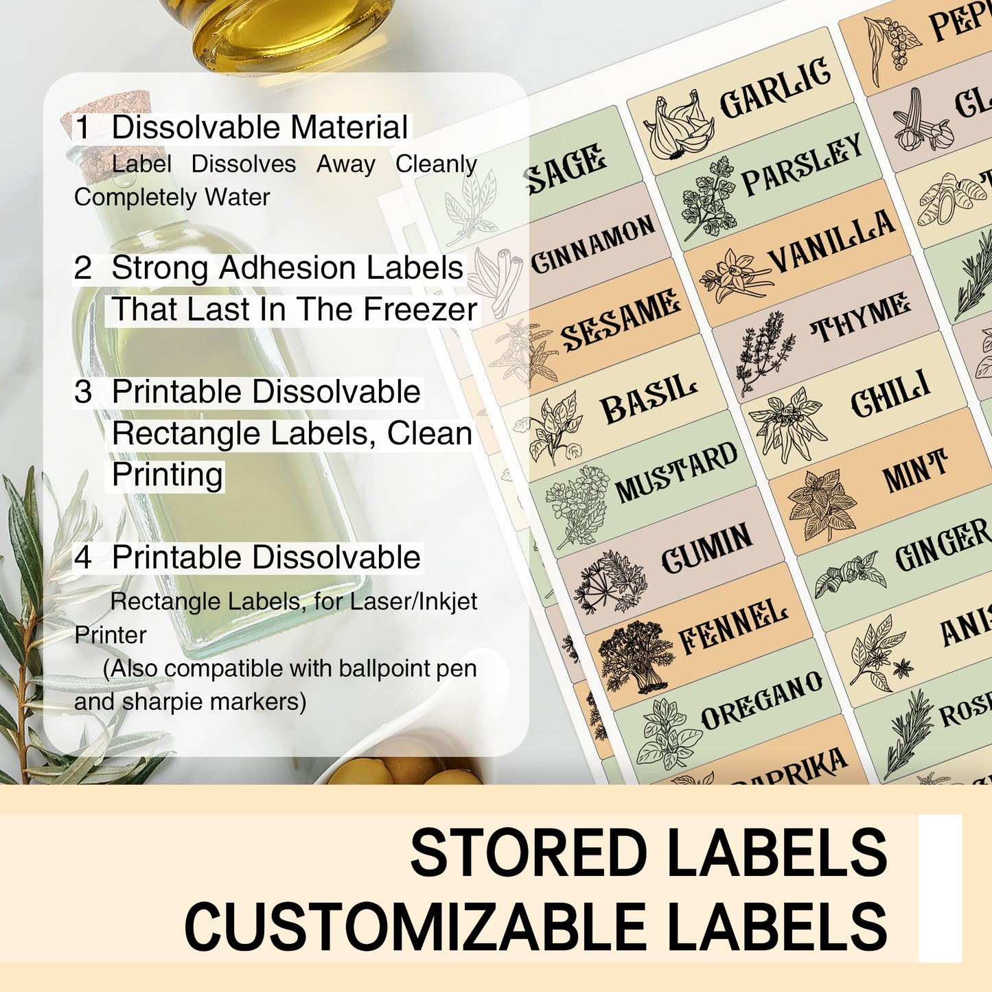 L LIKED Dissolvable Food Labels Printable,1" X 2-5/8"Customizable Sticker for Laser & Inkjet Printers-25 Dissolvable Label Sheets,Total 750 Stickets Labels,No Residue 1" x 2-5/8"|750 Labels
