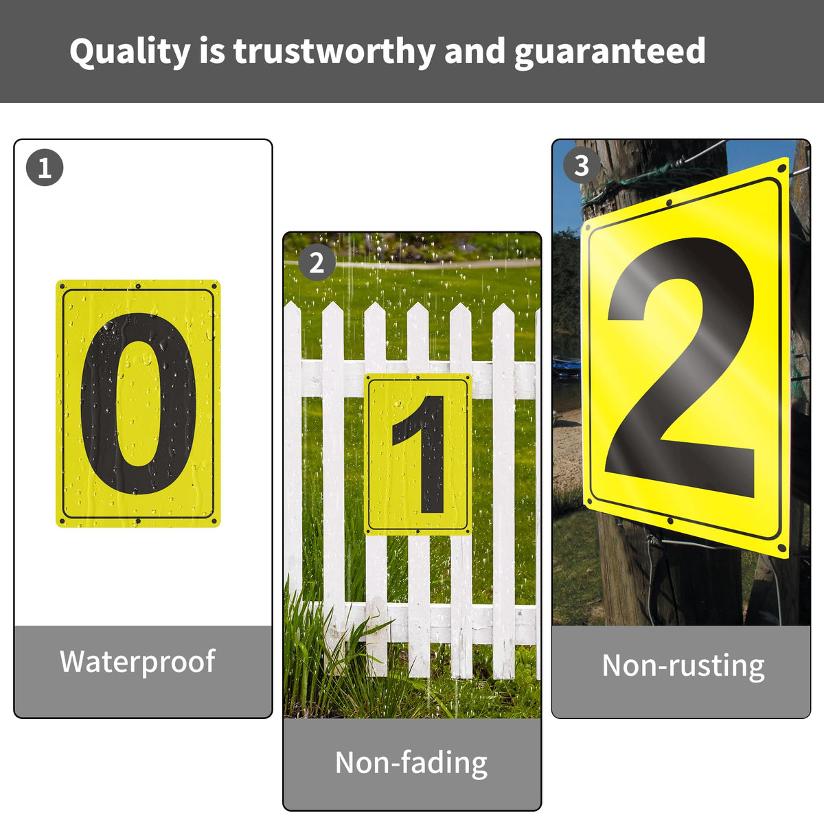 Number Sign 6 for Tennis Court, Numbered Sign for Parking Lots and Public Spaces, 12x8 inches Weatherproof and Easy to Install Metal Signs 12" x 8" YELLOW Numbered Sign 6