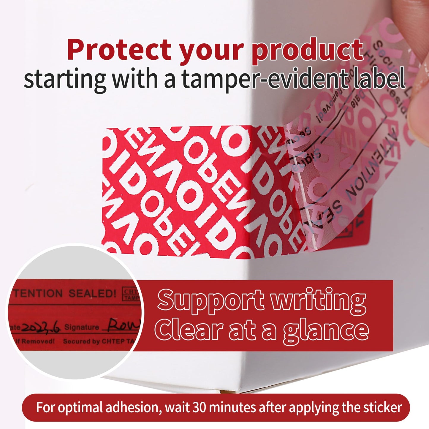 ChtepTamper 100 Pieces Total Transfer Tamper-Evident Stickers Security Labels Great for Goods Shipping,Exchange of Agency Files, Privacy Protection or More(Serial Number 0.8 * 2.4inches Red) 0.8 * 2.4inch