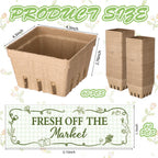 60 Sets Natural Pulp Berry Baskets with Fresh off the the Market Stickers Berry Carton Farmer Market Party Bridal Shower Favor Small Vented Produce Containers for Locally Grown Grocery