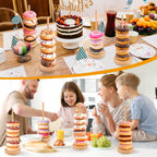Wooden Donut Stand 4-Pack, Donut Holder Stand for Party, Rustic Bagel Stand