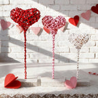 Thyle 3 Pcs Valentines Day Rustic Heart Table Sign Decor Gift Rattan Woven Handmade Love Tall Standing Heart Block Set for Home Farmhouse Tabletop Decoration Engagement Centerpiece, Red Pink White Rattan Heart