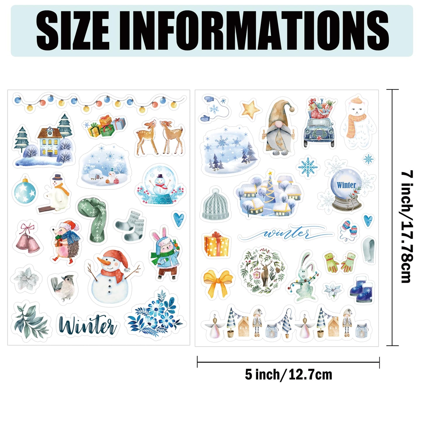 Winter Stickers Holiday Labels Hello Penguin Snowman Snowflakes Stickers for Christmas Teachers Classroom Party Favor 4 Sheets