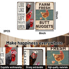 2PCS Chicken Coop Decor, Farmhouse Chicken Signs with Construction, Rustic Chicken Decorations for Outdoor Coops, Set of Two Chicken Coop Signs Measuring 20x30cm