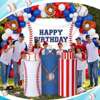 Frienda 3 Pcs Halloween Cylinder Cover Wraps for Dessert Table, Baseball White Blue Red