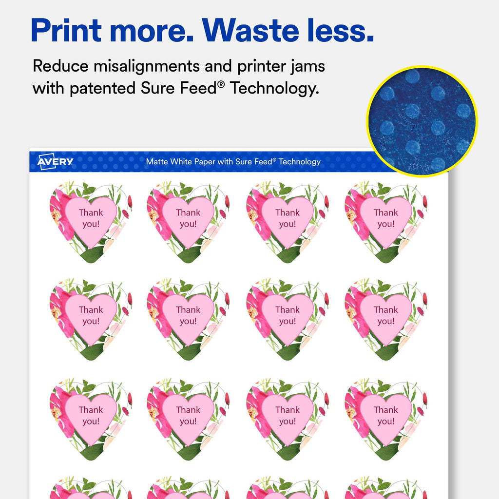 Avery® Matte White Heart Labels, 1.5" x 1.5", 1000 Total 1,000 labels