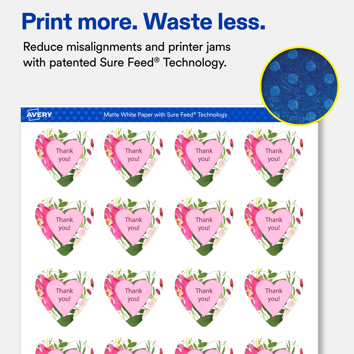 Avery® Matte White Heart Labels, 1.5" x 1.5", 1000 Total 1,000 labels