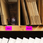 ChromaLabel all-purpose 2x3 inch fluorescent pink rectangle labels with permanent color coding, 100 stickers per dispenser box.