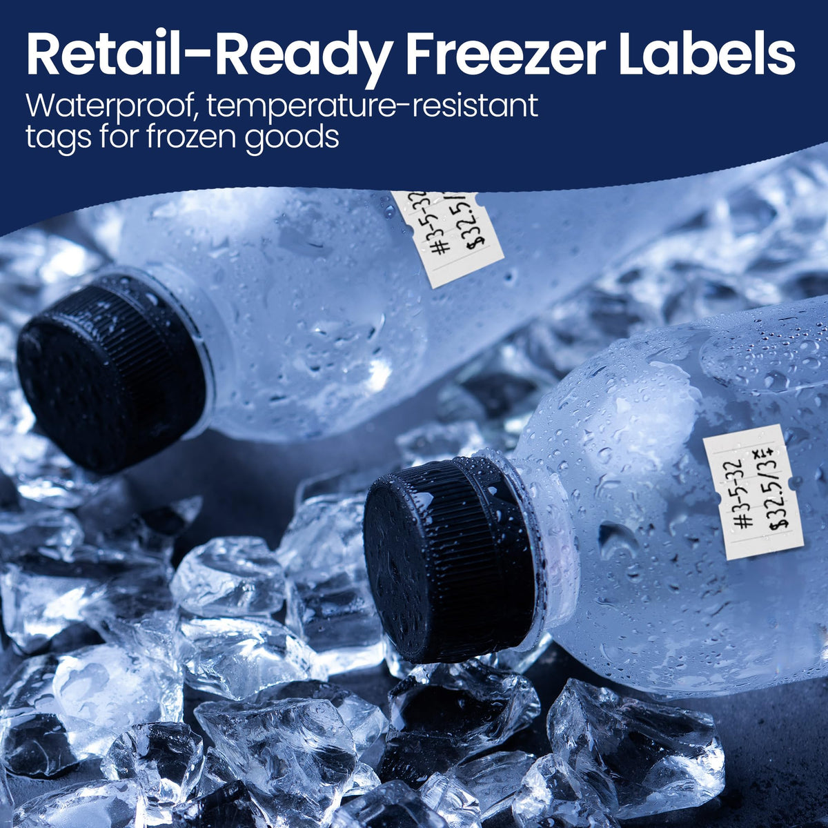 Perco 2 Line Freezer Adhesive Labels - 6,000 Blank Price and Date Gun Labels for Perco 2 Line Price and Date Guns - 8 Rolls, 1 Sleeve - Made in USA