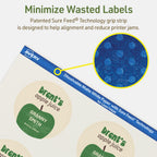 Avery Dissolvable Round Labels, Sure Feed Technology, 2.75" Diameter, Matte White, Print-to-The-Edge, Laser/Inkjet Printable, 60 Labels Total