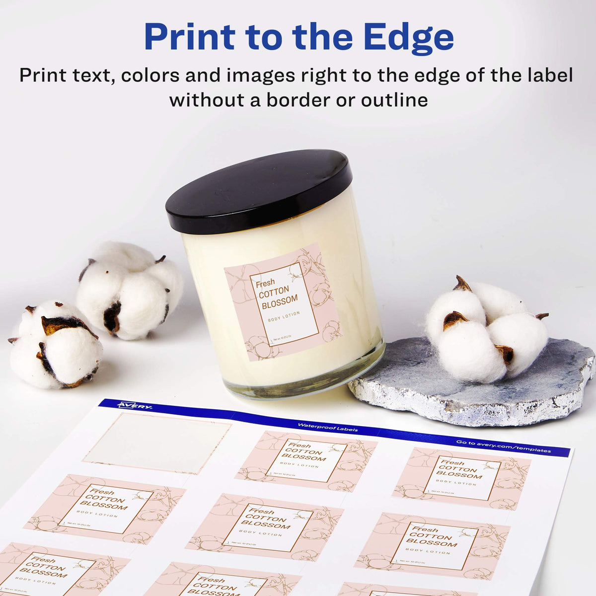 Avery Printable Durable White Square Labels, Sure Feed Technology, 2" x 2", Print-to-the-Edge, Waterproof Labels, Laser & Pigment-Based Inkjet Compatible, 120 Total 120 labels