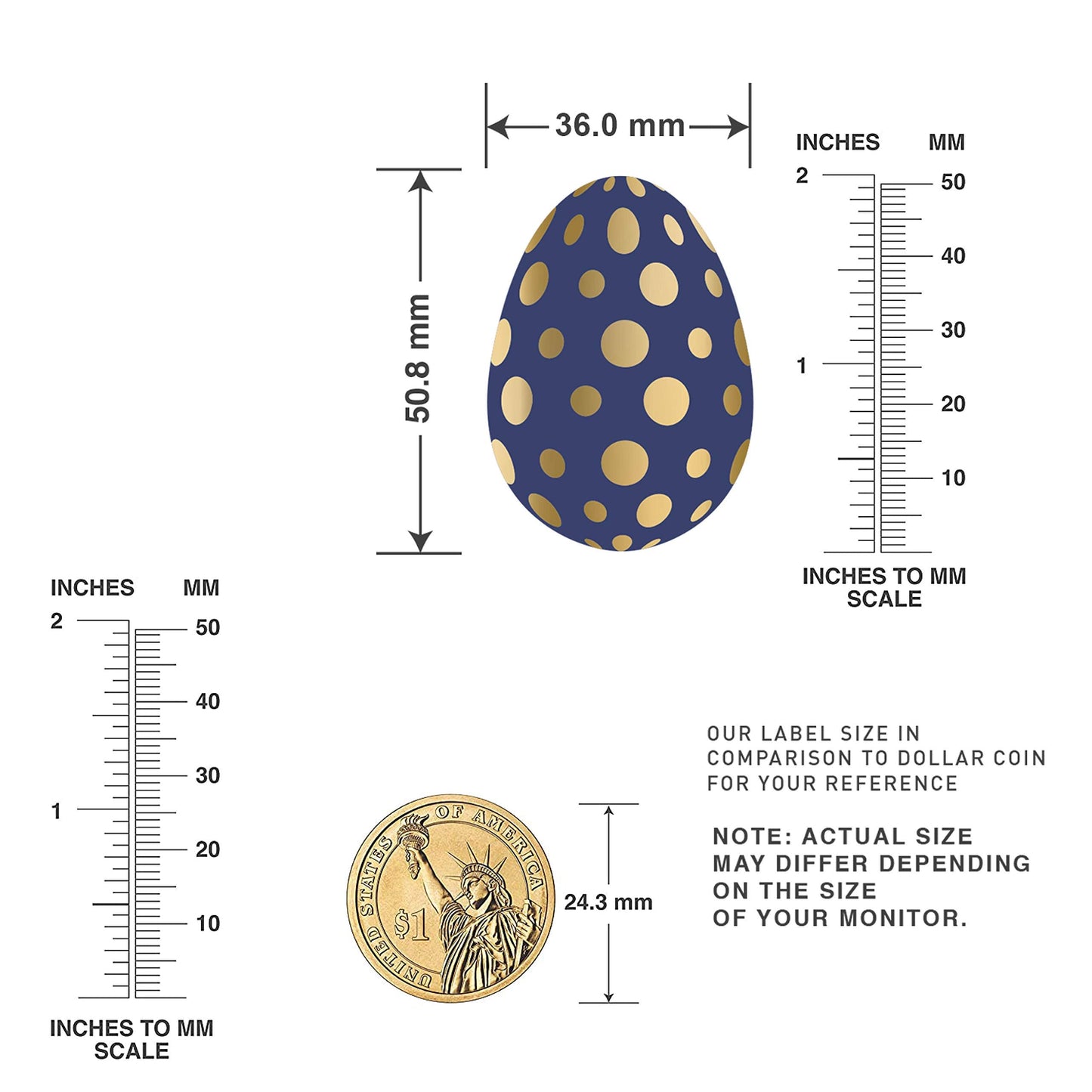 easykart labels 300 Easter Theme Egg Sticker Labels | 6 Different Eggs Design Stickers with Gold Foil | Perfect for Party Decorations and Craft - 1.5"x 2" Size in Sheets