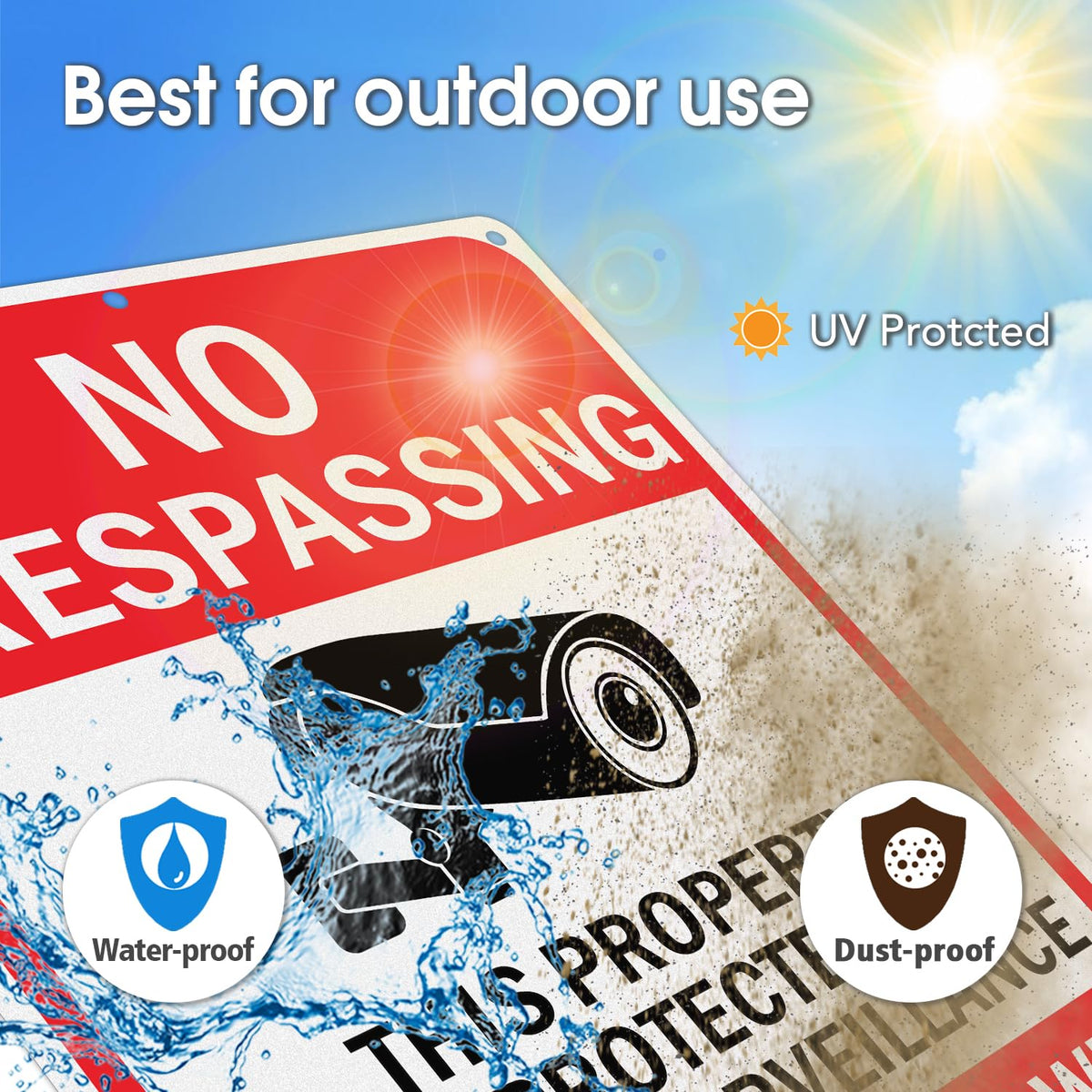 Large Video Surveillance Signs, 14x10 Inches No Trespassing Sign Private Property Sign, Reflective Aluminum, Fade Resistant,Indoor or Outdoor Use (4-Pack) 14x10" 4 Pack