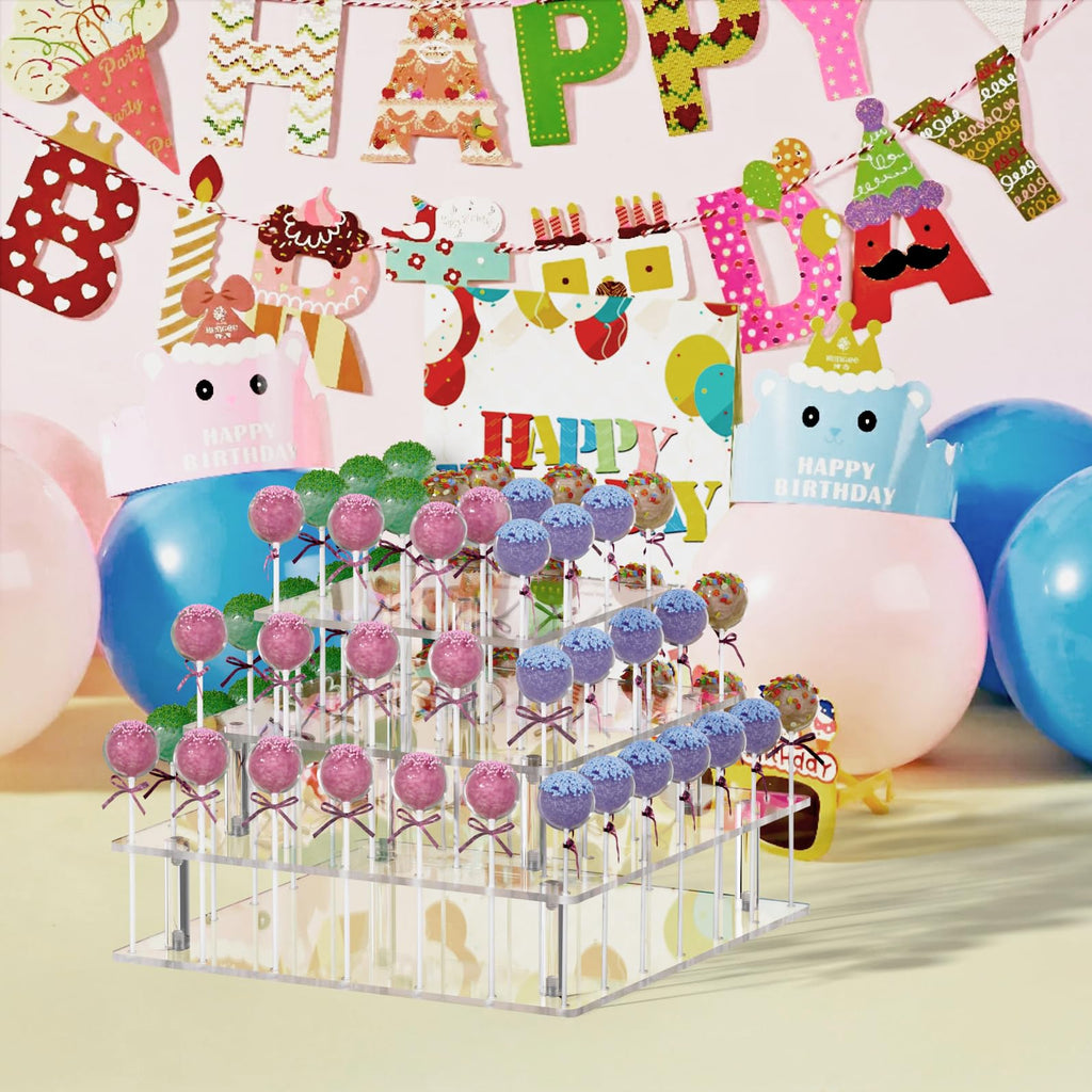 Clear Acrylic Cake Pop Stand Lollipop Display Holder Tower 56 Hole 3 Tiered Candy Tree for Party Decorating Wedding Events Supplies 10 in