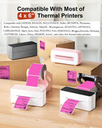 Phomemo 4x6 Thermal Shipping Labels Fan-Fold 500 PCS Adhesive Address Paper Rose 4x6*500