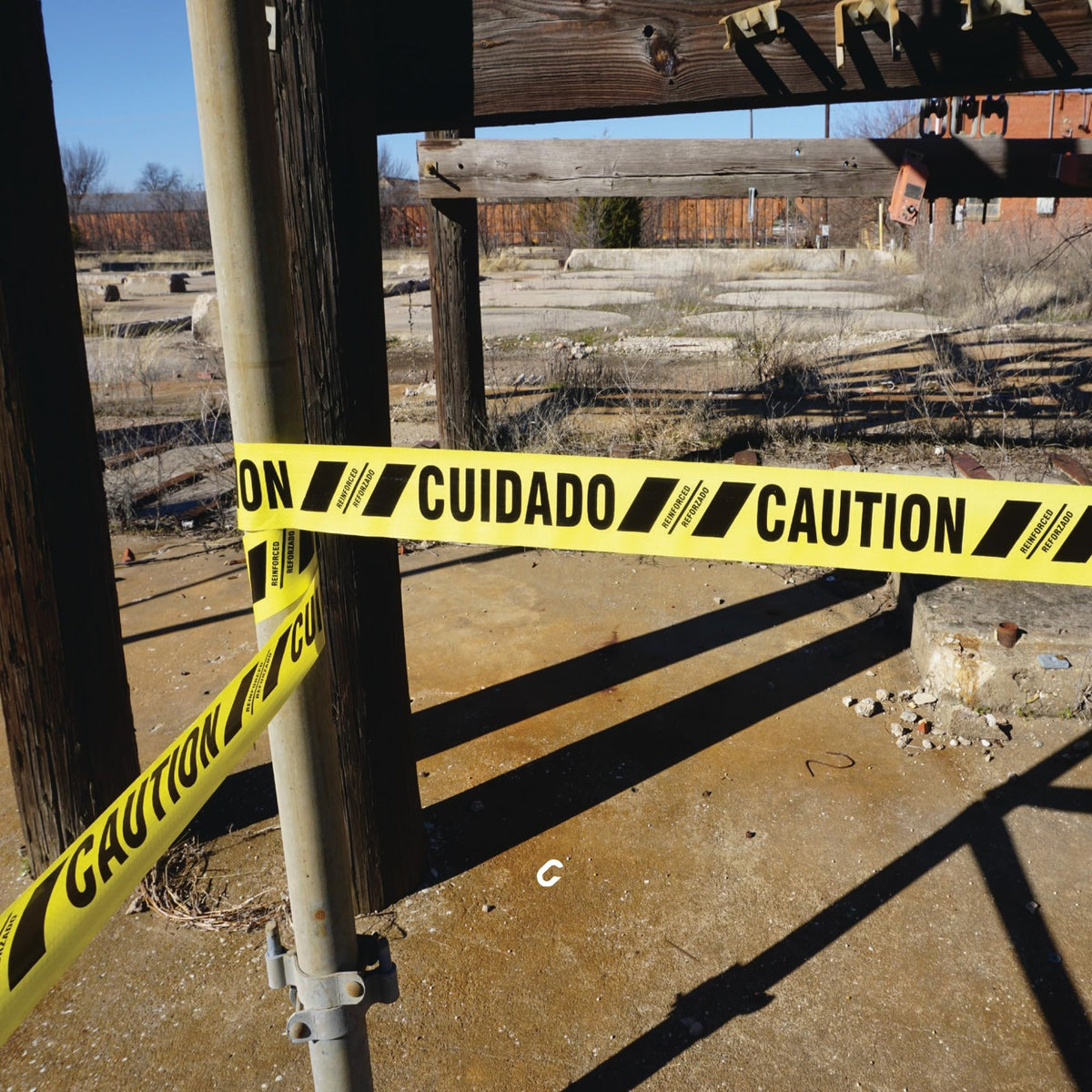 Reinforced Barricade Tape, 3 in x 500 ft, Caution/Cuidado, Yellow