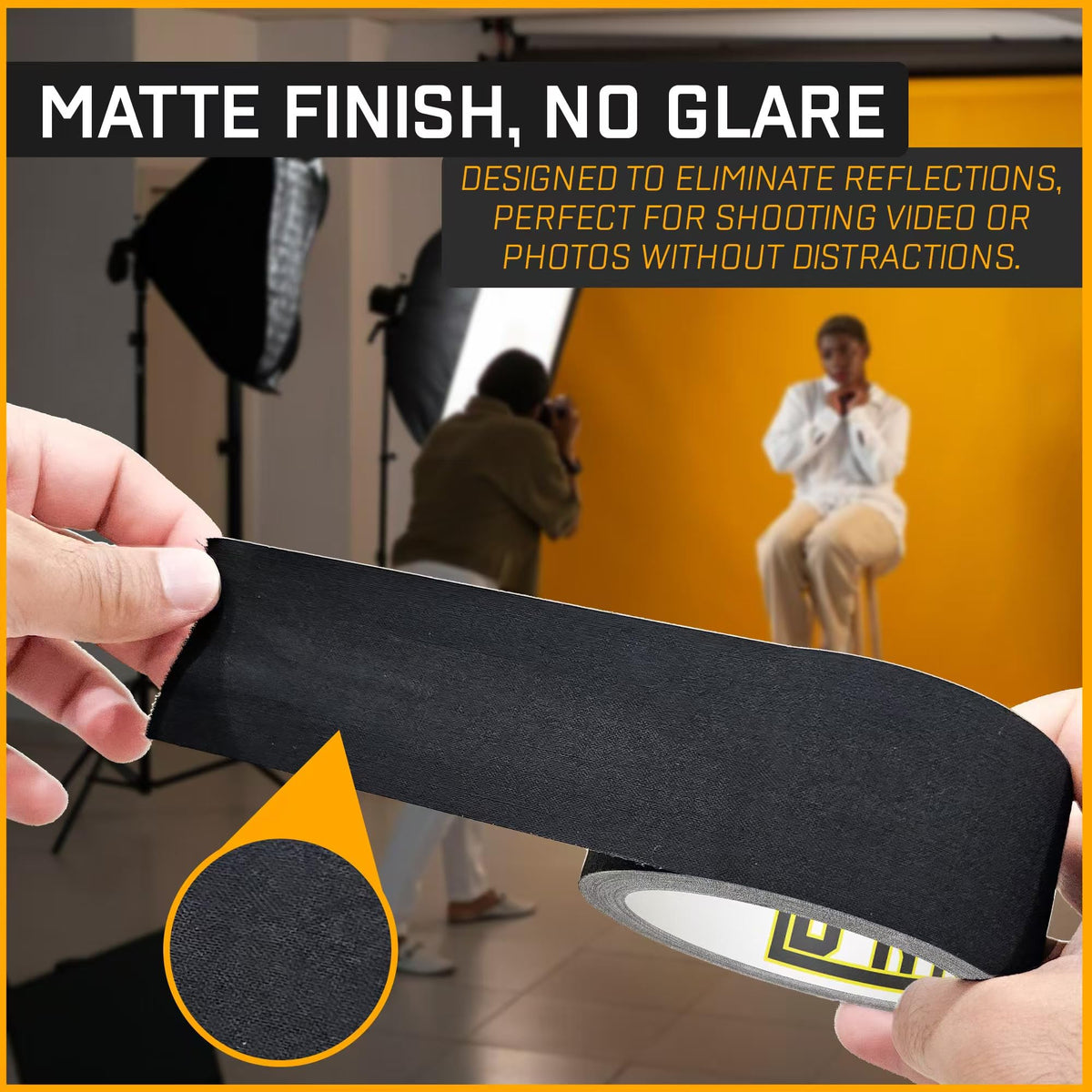 D-NYX Gaffer Tape 4 Inch x 2 Pack Black Gaff Tape, Heavy Duty No Residue Gaffers Tape, Multipurpose Real Professional Grade Black Gaffer Tape, Matte Finish, Non-Reflective, Waterproof
