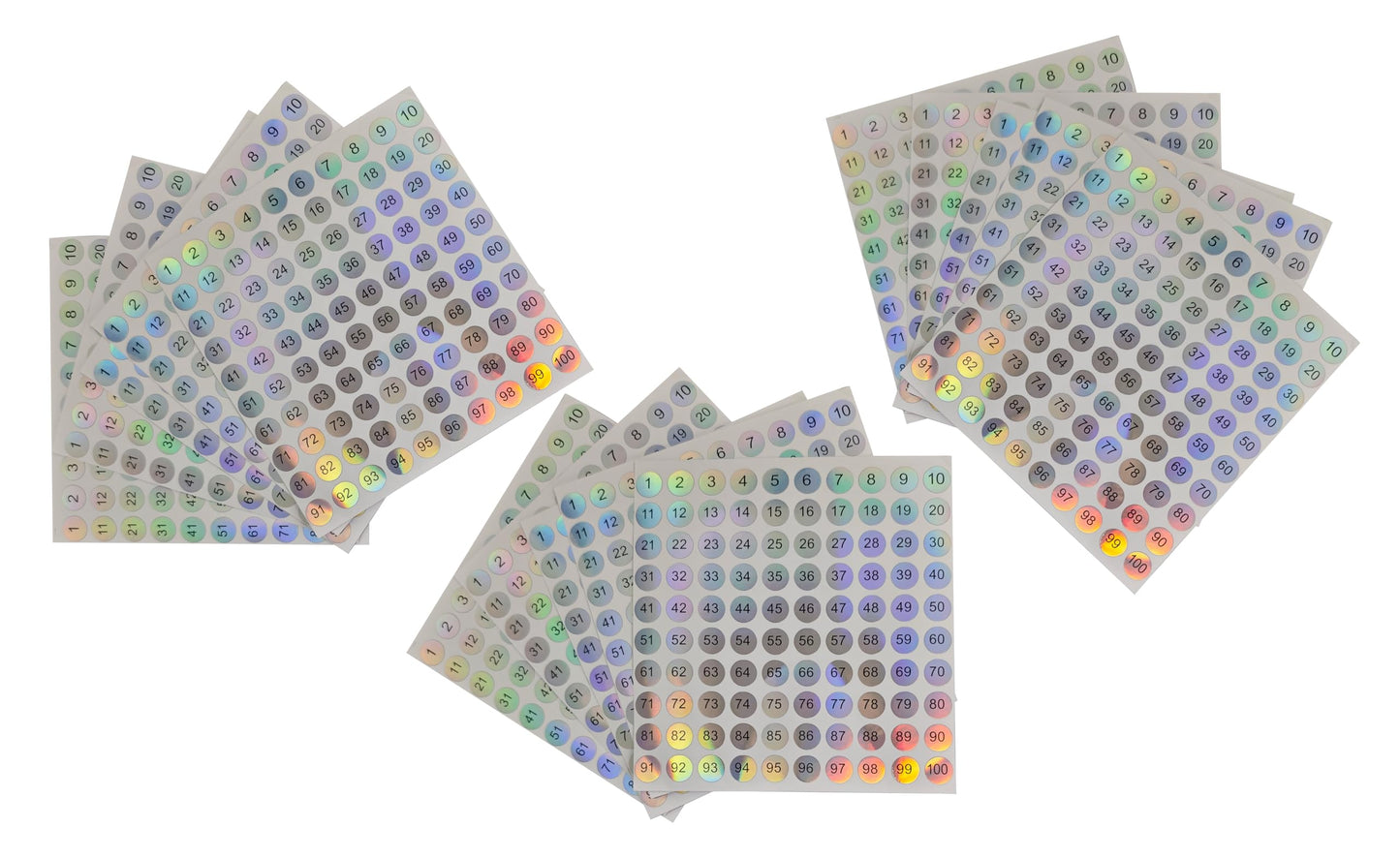 15PCS 1 to 100 Reflective Laser Small Circular Continuous Digital Stickers/self-Adhesive Inventory Storage Organization Label Stickers, Durable and Easy to Stick Reflective Numbers