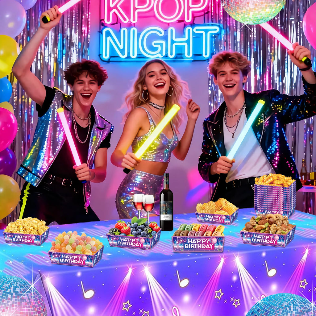 24 Pcs Disposable Paper Snack Trays for Kpop Theme Party Decor