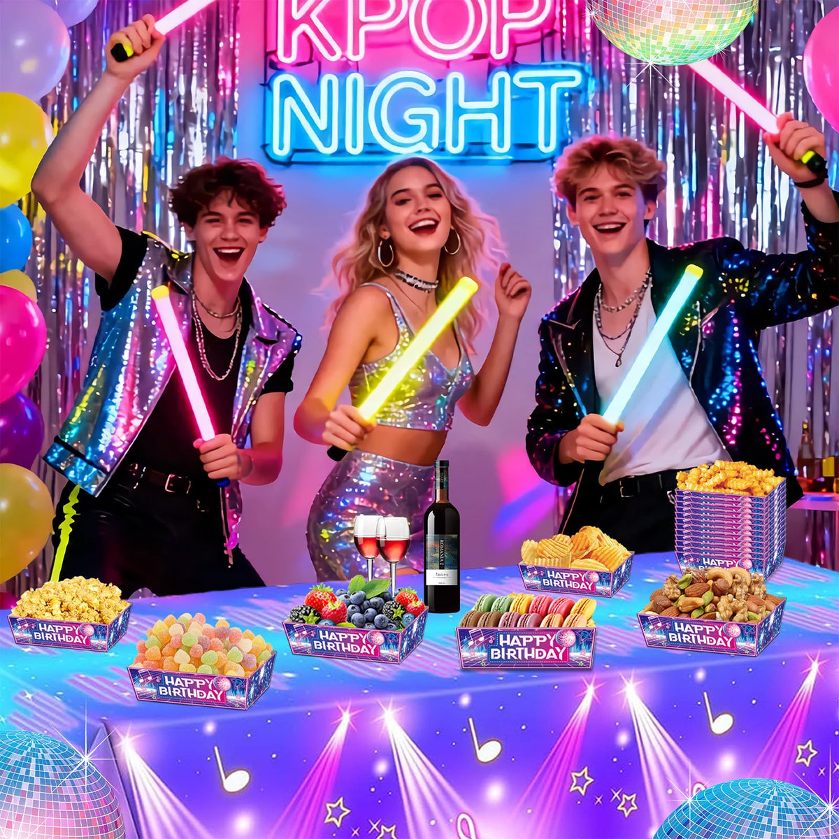 24 Pcs Disposable Paper Snack Trays for Kpop Theme Party Decor
