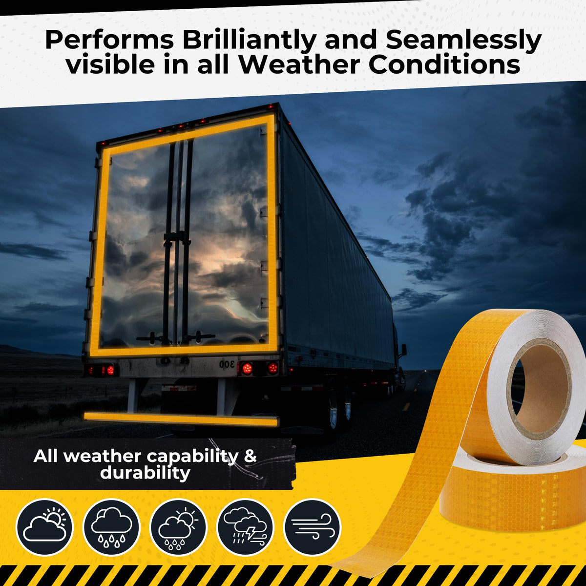 DOT C2 Reflective Tape 2IN x 100 FT - Safety ReflectOutdoor Waterproof Conspicuity Tape - Orange Reflector Tape for Trailers, Vehicles, Boats - Strong Reflective Safety for Caution Warning Signs