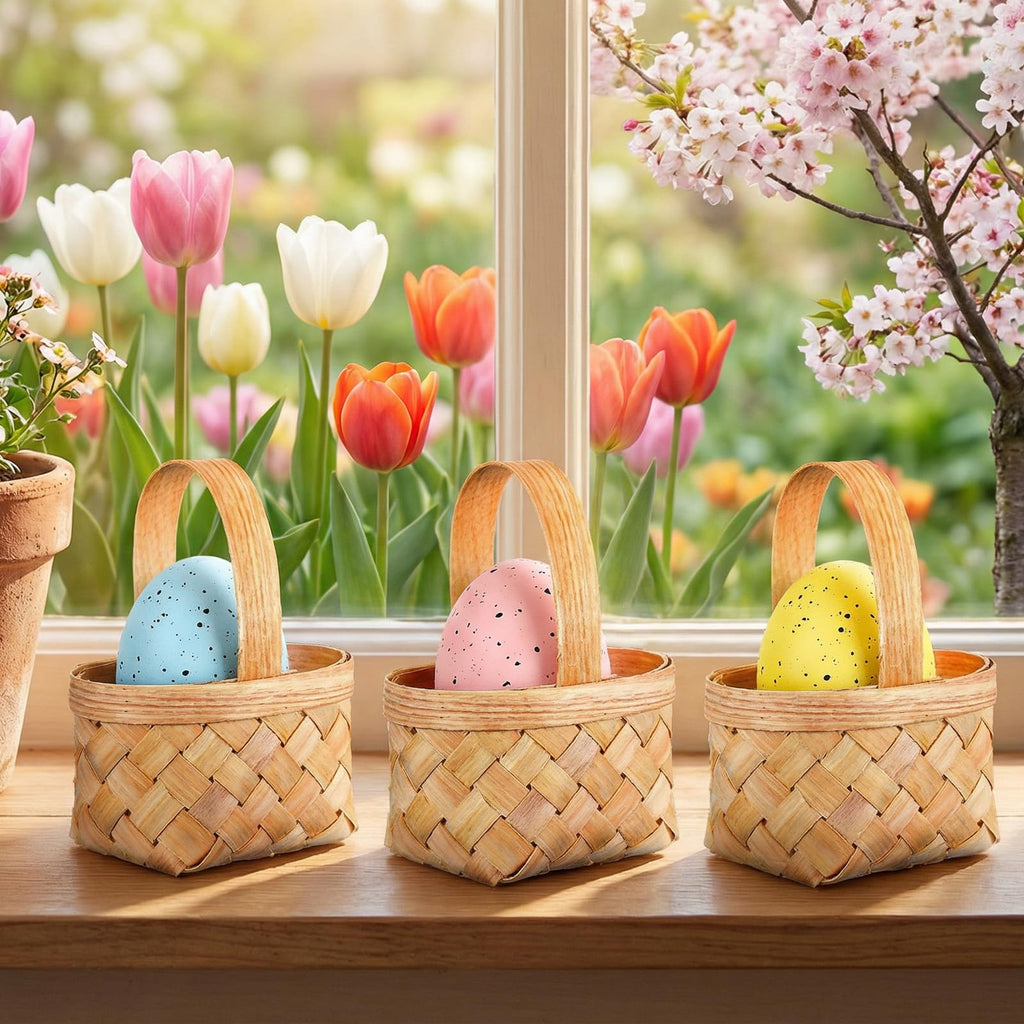 20 Pack Small Basket with Handle, Mini Wicker Basket for Wedding Party