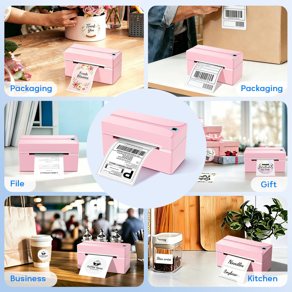 Bluetooth Thermal Label Printer,4x6 Shipping Label Printer Pink