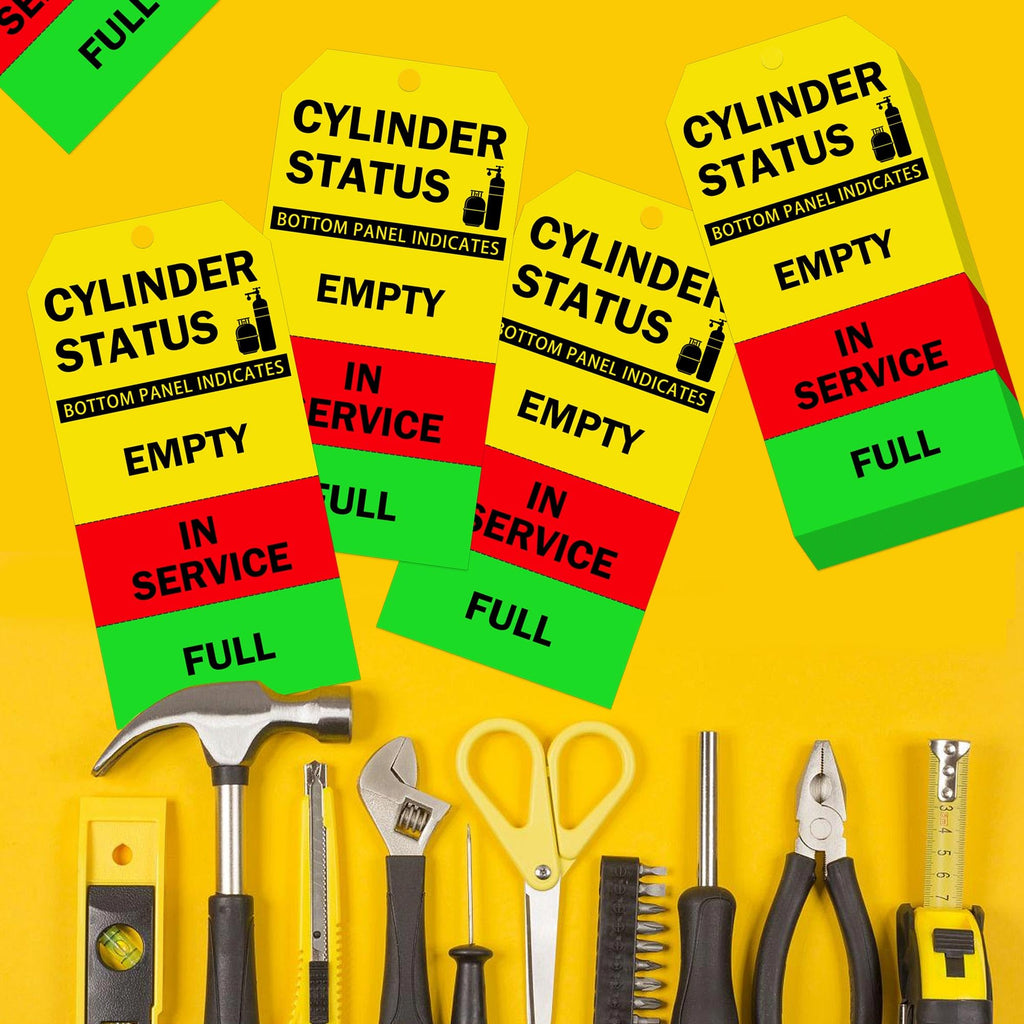 150 Pack Cylinder Status Sign Tags with Strings 2.36x4.7 Inch