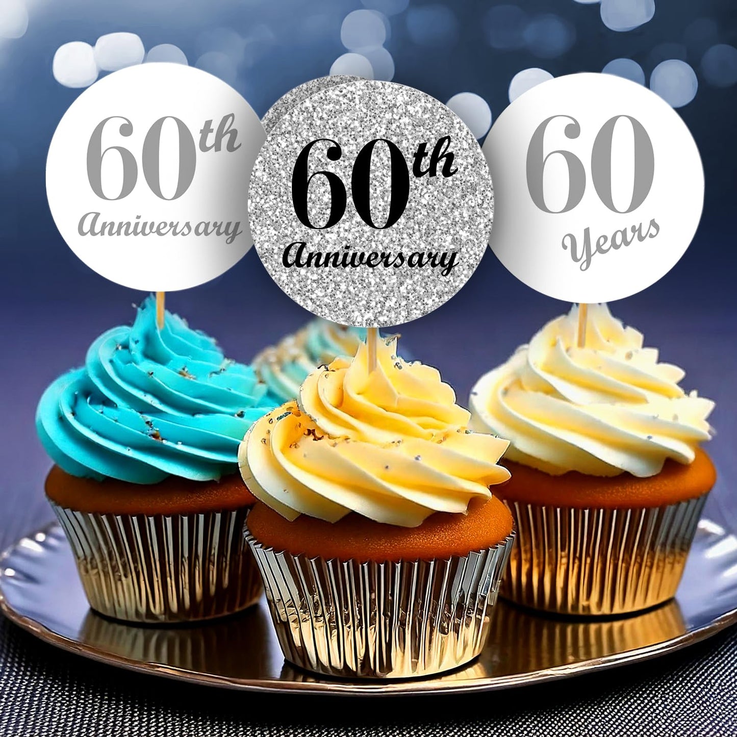 60th Anniversary Kisses Stickers, (Set of 216) Chocolate Drops Labels Stickers for 60 Wedding Anniversary, Party Favors Decor for Kisses. Made in USA