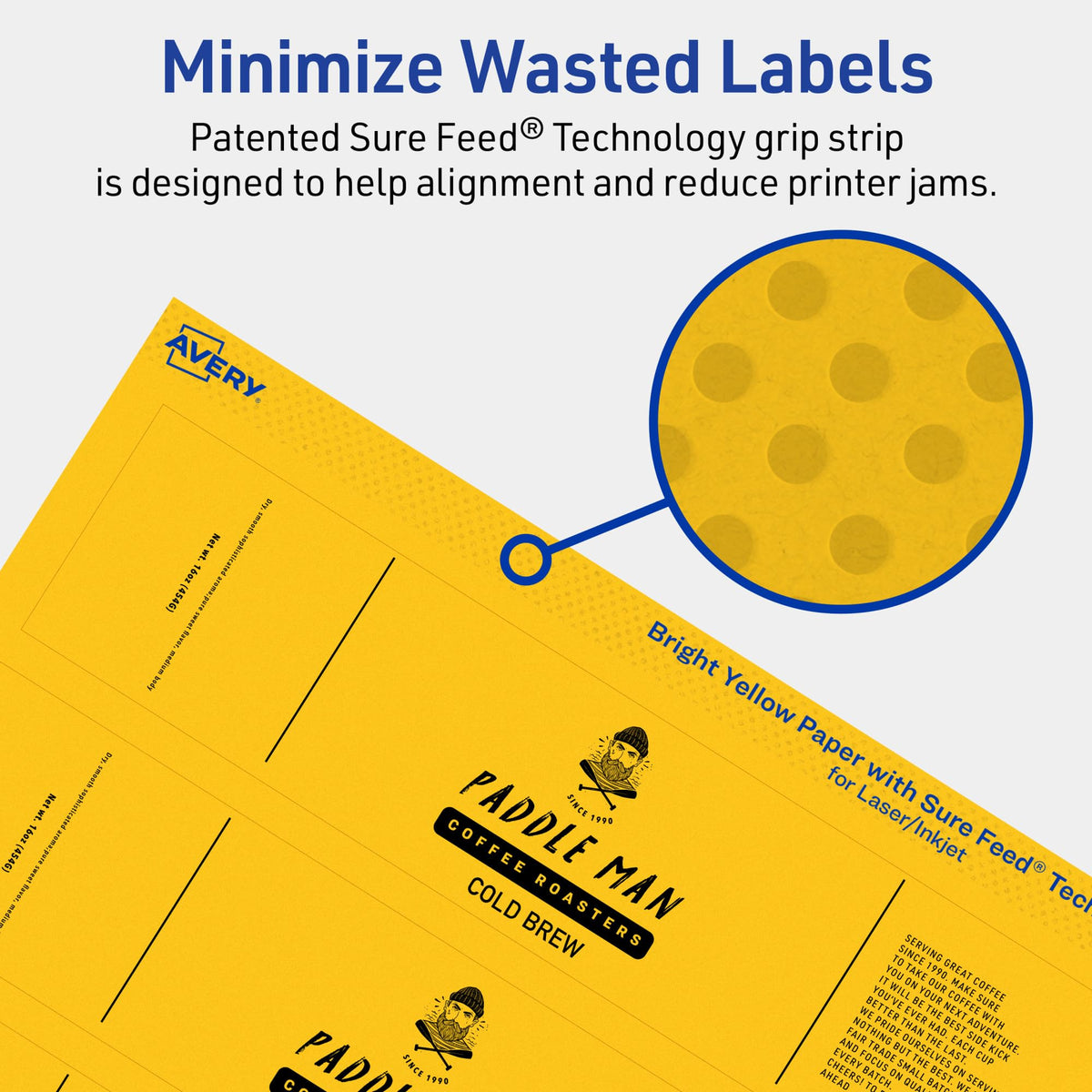 Avery® Printable Rectangle Labels, Sure Feed® Technology, 1" x 7", Bright Yellow Labels, Print-to-The-Edge, Laser/Inkjet Printable, 160 Total, Great for Candles and Jars 160 labels