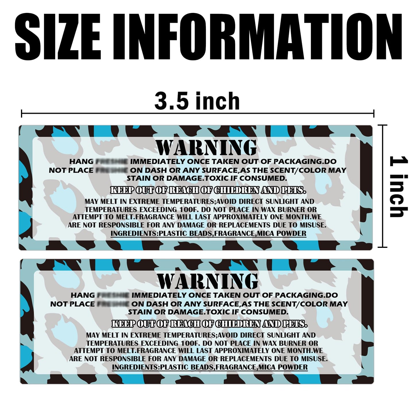 Car Freshness Warning Label Stickers - 300 Pcs, 1 x 3.5 inch, Blue