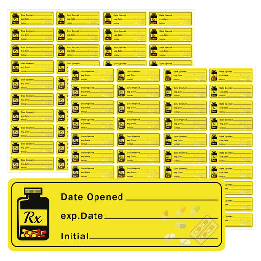 1000 pcs Date Opened Date Expired Stickers 1.5 x 0.5 inch Medication Instruction Pharmacy Expiration Date Drugstore Label Drug Pills EXP Dates Sticker for Inventory Pills Organized