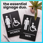 ExcelMark Restroom Sign for Business - ADA Compliant Braille Bathroom Sign with Double Sided Tape to Secure Perfectly in Less Than a Minute - Size 9 x 6 Inch (Men's & Women's Handicap Set) Men's & Women's Handicap Set